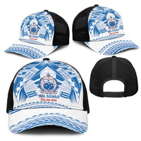 Toa Samoa Rugby Mesh Trucker Cap Uso aso uma Samoan Pattern White - Polynesian Pride