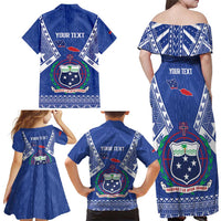 Personalised Samoa 685 Family Matching Off Shoulder Maxi Dress and Hawaiian Shirt Samoan Pride Coat Of Arms LT14 - Polynesian Pride