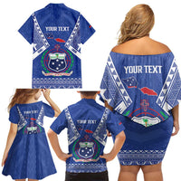 Personalised Samoa 685 Family Matching Off Shoulder Short Dress and Hawaiian Shirt Samoan Pride Coat Of Arms LT14 - Polynesian Pride