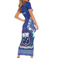 Personalised Samoa 685 Family Matching Short Sleeve Bodycon Dress and Hawaiian Shirt Samoan Pride Coat Of Arms LT14 - Polynesian Pride