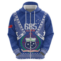 Personalised Samoa 685 Zip Hoodie Samoan Pride Coat Of Arms - Polynesian Pride