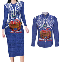Toa Samoa Rugby Couples Matching Long Sleeve Bodycon Dress and Long Sleeve Button Shirt 685 Pride Tanoa Ula Fala - Polynesian Pride