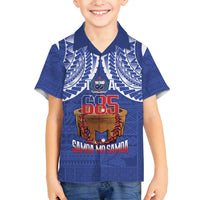 Toa Samoa Rugby Family Matching Long Sleeve Bodycon Dress and Hawaiian Shirt 685 Pride Tanoa Ula Fala LT14 Son's Shirt Blue - Polynesian Pride