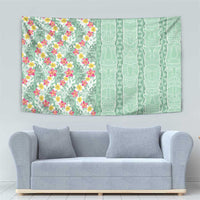 Menthol Green Aloha Hawaii Tiki Tapestry Tropical Plumeria - Seamless Style