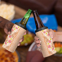 Orange Chiffon Aloha Hawaii Tiki 4 in 1 Can Cooler Tumbler Tropical Plumeria - Seamless Style