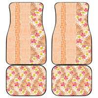 Orange Chiffon Aloha Hawaii Tiki Car Mats Tropical Plumeria - Seamless Style LT14 - Polynesian Pride