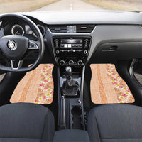 Orange Chiffon Aloha Hawaii Tiki Car Mats Tropical Plumeria - Seamless Style LT14 Set 2pcs - Front Orange - Polynesian Pride
