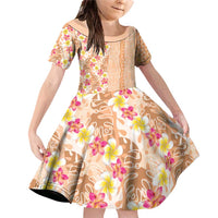 Orange Chiffon Aloha Hawaii Tiki Family Matching Off Shoulder Short Dress and Hawaiian Shirt Tropical Plumeria - Seamless Style LT14 Daughter's Dress Orange - Polynesian Pride
