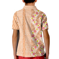 Orange Chiffon Aloha Hawaii Tiki Kid Polo Shirt Tropical Plumeria - Seamless Style