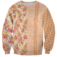 Orange Chiffon Aloha Hawaii Tiki Sweatshirt Tropical Plumeria - Seamless Style