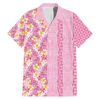 Pastel Magenta Aloha Hawaii Tiki Family Matching Mermaid Dress and Hawaiian Shirt Tropical Plumeria - Seamless Style
