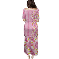 Pastel Magenta Aloha Hawaii Tiki Family Matching Puletasi and Hawaiian Shirt Tropical Plumeria - Seamless Style LT14 - Polynesian Pride