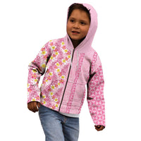 Pastel Magenta Aloha Hawaii Tiki Kid Hoodie Tropical Plumeria - Seamless Style