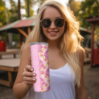 Pastel Magenta Aloha Hawaii Tiki Skinny Tumbler Tropical Plumeria - Seamless Style