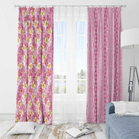Pastel Magenta Aloha Hawaii Tiki Window Curtain Tropical Plumeria - Seamless Style
