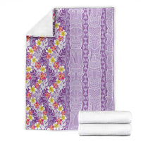 Lush Lilac Aloha Hawaii Tiki Blanket Tropical Plumeria - Seamless Style