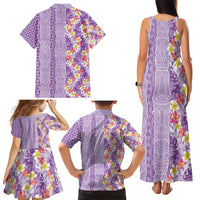 Lush Lilac Aloha Hawaii Tiki Family Matching Tank Maxi Dress and Hawaiian Shirt Tropical Plumeria - Seamless Style LT14 - Polynesian Pride