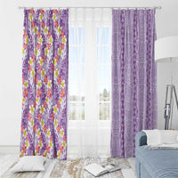 Lush Lilac Aloha Hawaii Tiki Window Curtain Tropical Plumeria - Seamless Style