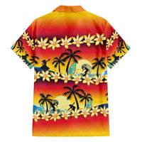 Tropical Islands Sunset Hawaii Family Matching Off The Shoulder Long Sleeve Dress and Hawaiian Shirt Go Surfing With Hula Girl - Summer Vibes LT14 - Polynesian Pride