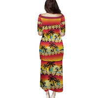 Tropical Islands Sunset Hawaii Family Matching Puletasi and Hawaiian Shirt Go Surfing With Hula Girl - Summer Vibes LT14 - Polynesian Pride