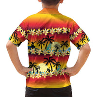 Tropical Islands Sunset Hawaii Family Matching Short Sleeve Bodycon Dress and Hawaiian Shirt Go Surfing With Hula Girl - Summer Vibes LT14 - Polynesian Pride