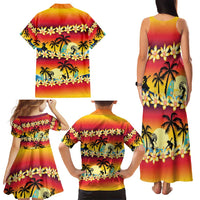 Tropical Islands Sunset Hawaii Family Matching Tank Maxi Dress and Hawaiian Shirt Go Surfing With Hula Girl - Summer Vibes LT14 - Polynesian Pride