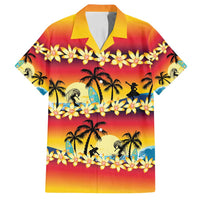 Tropical Islands Sunset Hawaii Family Matching Tank Maxi Dress and Hawaiian Shirt Go Surfing With Hula Girl - Summer Vibes LT14 Dad's Shirt - Short Sleeve Red - Polynesian Pride