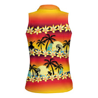 Tropical Islands Sunset Hawaii Women Sleeveless Polo Shirt Go Surfing With Hula Girl - Summer Vibes LT14 - Polynesian Pride