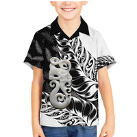Aotearoa Manaia NZ Maori Silver Fern Family Matching Mermaid Dress and Hawaiian Shirt LT14 Son's Shirt Black - Polynesian Pride