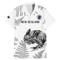 Custom New Zealand Kiwi Football Family Matching Mermaid Dress and Hawaiian Shirt Aotearoa Silver Fern LT14 Dad's Shirt - Short Sleeve White - Polynesian Pride