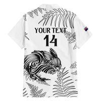 Custom New Zealand Kiwi Football Family Matching Off Shoulder Short Dress and Hawaiian Shirt Aotearoa Silver Fern LT14 - Polynesian Pride