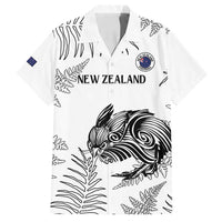 Custom New Zealand Kiwi Football Family Matching Tank Maxi Dress and Hawaiian Shirt Aotearoa Silver Fern LT14 Dad's Shirt - Short Sleeve White - Polynesian Pride