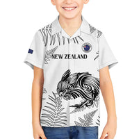 Custom New Zealand Kiwi Football Family Matching Tank Maxi Dress and Hawaiian Shirt Aotearoa Silver Fern LT14 Son's Shirt White - Polynesian Pride