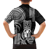 Hawaii Ku God Family Matching Long Sleeve Bodycon Dress and Hawaiian Shirt Kakau Mix Polynesian Tattoo LT14 - Polynesian Pride