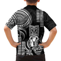 Hawaii Ku God Family Matching Off The Shoulder Long Sleeve Dress and Hawaiian Shirt Kakau Mix Polynesian Tattoo LT14 - Polynesian Pride