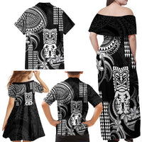 Hawaii Ku God Family Matching Off Shoulder Maxi Dress and Hawaiian Shirt Kakau Mix Polynesian Tattoo LT14 - Polynesian Pride