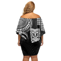 Hawaii Ku God Family Matching Off Shoulder Short Dress and Hawaiian Shirt Kakau Mix Polynesian Tattoo LT14 - Polynesian Pride