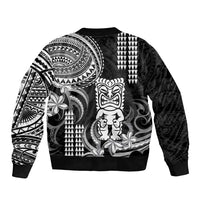 Hawaii Ku God Sleeve Zip Bomber Jacket Kakau Mix Polynesian Tattoo