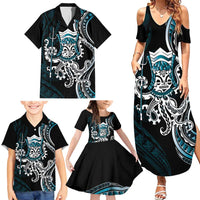 Turquoise Hawaii Kanaloa God Family Matching Summer Maxi Dress and Hawaiian Shirt Hawaiian Octopus LT14 - Polynesian Pride
