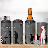 New Zealand ANZAC Day 4 in 1 Can Cooler Tumbler 25th April Silver Fern With Poppy LT14 - Polynesian Pride