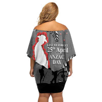 New Zealand ANZAC Day Family Matching Off Shoulder Short Dress and Hawaiian Shirt 25th April Silver Fern With Poppy LT14 - Polynesian Pride