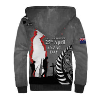 New Zealand ANZAC Day Sherpa Hoodie 25th April Silver Fern With Poppy LT14 - Polynesian Pride