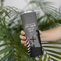 New Zealand ANZAC Day Skinny Tumbler 25th April Silver Fern With Poppy LT14 - Polynesian Pride