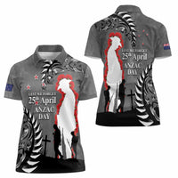 New Zealand ANZAC Day Women Polo Shirt 25th April Silver Fern With Poppy LT14 - Polynesian Pride