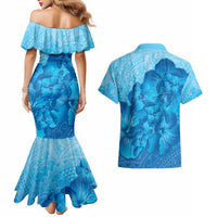 Aloha Hawaii Molokai Island Couples Matching Mermaid Dress and Hawaiian Shirt Hibiscus Tribal Honu Hawaiian Tattoo LT14 - Polynesian Pride