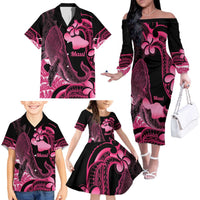 Aloha Hawaii Maui Family Matching Off The Shoulder Long Sleeve Dress and Hawaiian Shirt Valley Isle Humpback Whale Black LT14 - Polynesian Pride