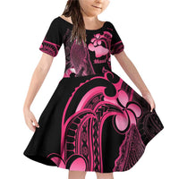 Aloha Hawaii Maui Family Matching Off Shoulder Short Dress and Hawaiian Shirt Valley Isle Humpback Whale Black LT14 Daughter's Dress Black - Polynesian Pride