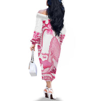 Aloha Hawaii Maui Family Matching Off The Shoulder Long Sleeve Dress and Hawaiian Shirt Valley Isle Humpback Whale White LT14 - Polynesian Pride