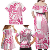 Aloha Hawaii Maui Family Matching Off Shoulder Maxi Dress and Hawaiian Shirt Valley Isle Humpback Whale White LT14 - Polynesian Pride