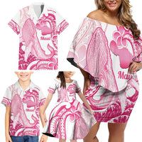 Aloha Hawaii Maui Family Matching Off Shoulder Short Dress and Hawaiian Shirt Valley Isle Humpback Whale White LT14 - Polynesian Pride